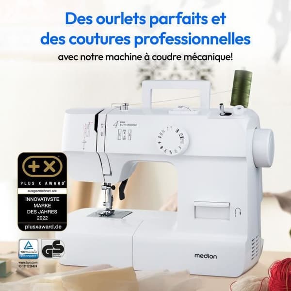 Syrmaskin - MEDION - SM 70 - 71W - 12 Stygn - 700 varv/min - LED - Vit