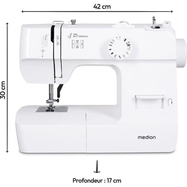 Syrmaskin - MEDION - SM 70 - 71W - 12 Stygn - 700 varv/min - LED - Vit