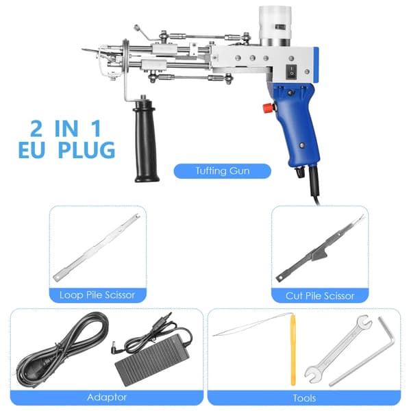 Elektrisk Tufting Pistol, Justerbar Hastighed 5-40 Sting/sek, Høj Effektivitet,2IN1 EU 220V