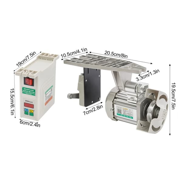 Elektrisk borstlös servomotor, 750W, justerbar hastighet 200-3500 rpm, LED-display,VIT