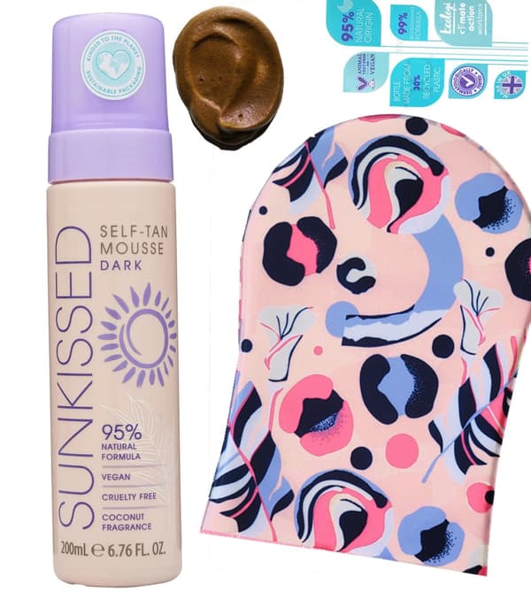 1st Sunkissed Natural Glow Self-Tan Mousse - Dark  & 1st Super Soft Tanning Mitt