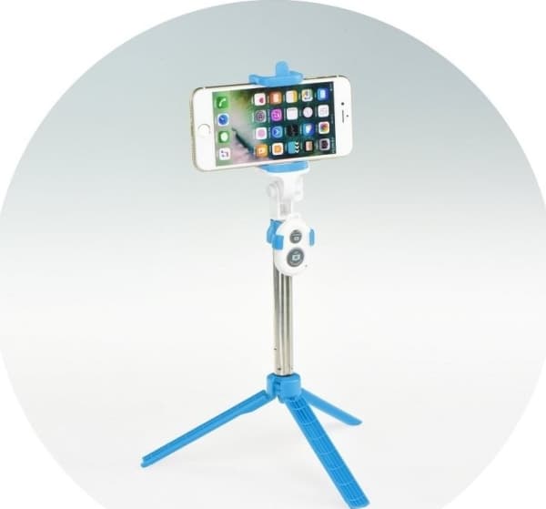 Blun selfiepinne Blun selfiepinne Bluetooth fjärrkontroll stativ blå/blå