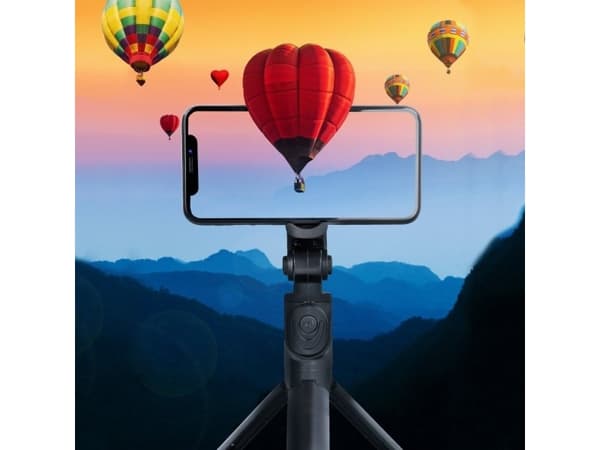 Selfie-tikku Partner Tele.com / selfie-pidike bluetooth-kaukosäätimellä triopodi musta SSTR-12