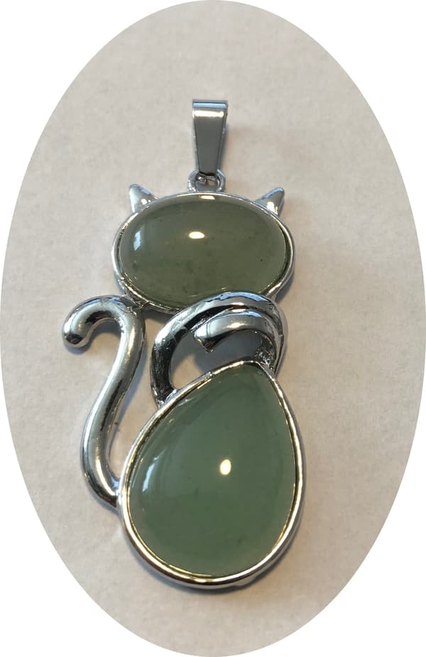 1 styck hänge aventurine katt berlock