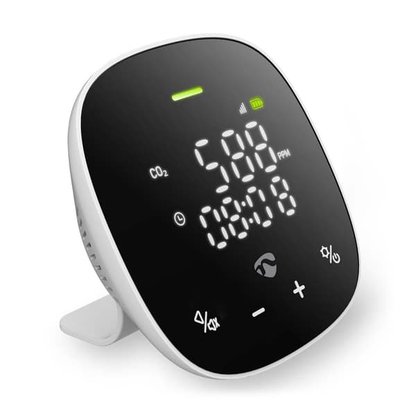 Nedis SmartLife-luftkvalitetsmåler | Wi-Fi | Inkl. Skærm | Fugtighed / Kuldioxid (CO2) / Temperatur | Android™ / IOS | Hvid / Sort