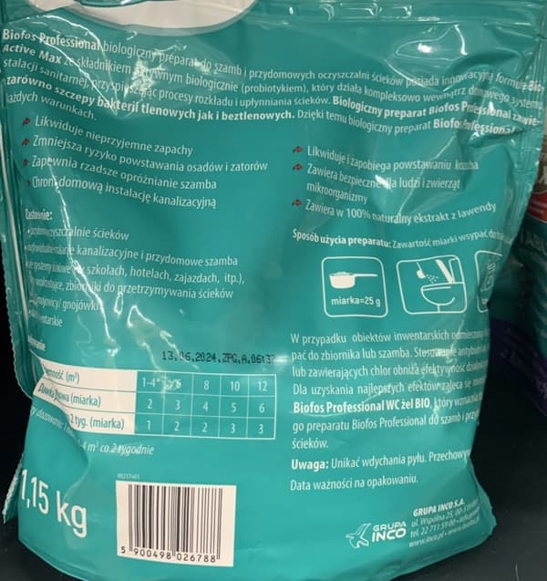 Biofos-valmiste septitankkeihin ja jätevedenpuhdistamoihin 1 kg + 150 g