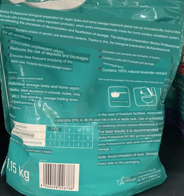 Biofos-valmiste septitankkeihin ja jätevedenpuhdistamoihin 1 kg + 150 g
