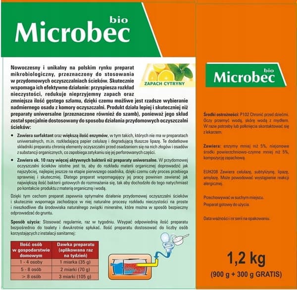 Förberedelse för septiktankar och avloppsreningsverk Citron 1,2 kg
