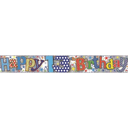 Simon Elvin I Am 13 Today Holographic Foil Banner Blue One Size