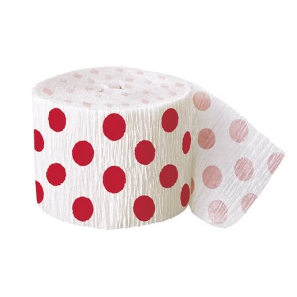 Unique Party Polka Dot Crepe Streamer (30 fod) Red Dots One Size