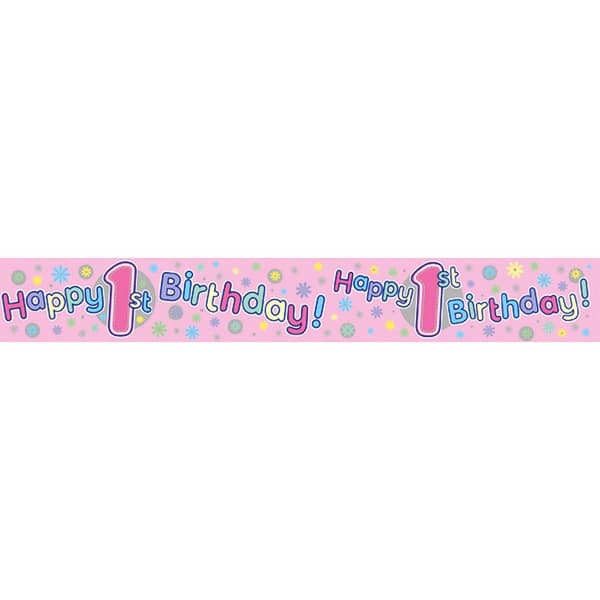 Expression Factory Barnflickor 1:a födelsedag Party Foil Banner Pink Six Banners