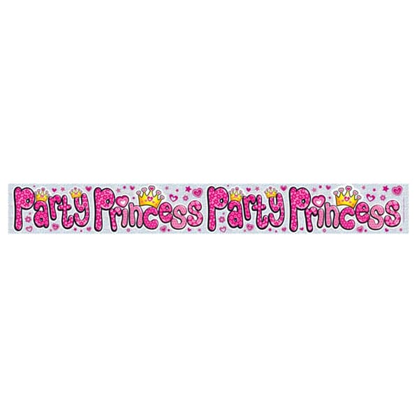 Expression Factory Holographic Party Princess Foil Party Banner White/Pink One Size