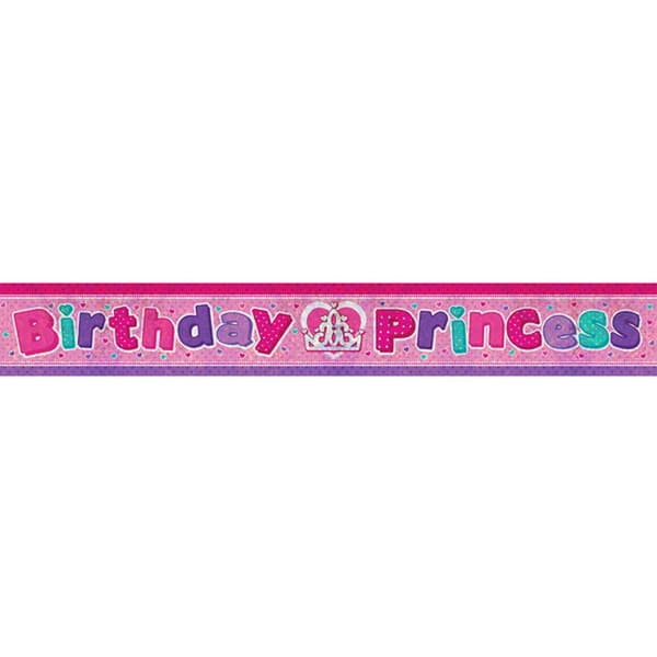 Amscan Birthday Princess Holographic Foil Banner Pink One Size