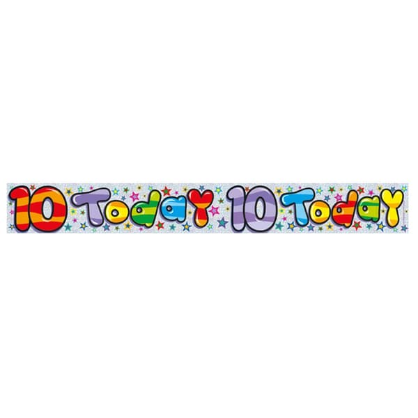 Expression Factory Childrens/Kids Holographic 10 Today Foil Birthday Banner Multicoloured One Size
