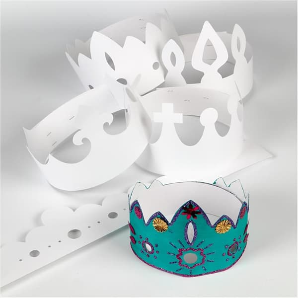 Kroner, H: 10-16,5 cm, L: 60 cm, 230 g, hvit, 5 stk./ 1 pk.