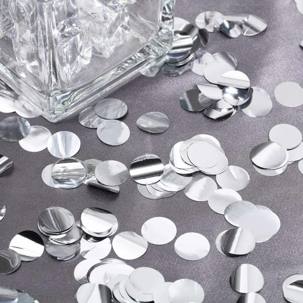 Konfetti Rund Silverfärgad Bordskonfetti - Elegant Bordsdekoration - Silverfärgad Konfetti för Festliga Tillfällen