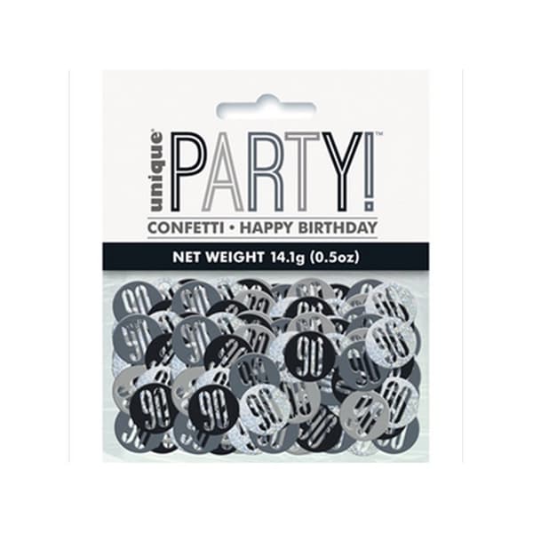 Unique Party Glitz folie 90th konfetti Black/Silver 14g