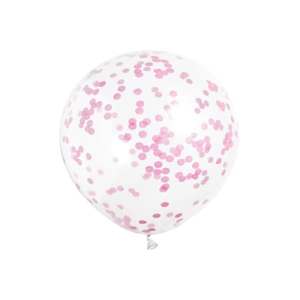 Unique Party Confetti Balloon (Pack of 6) Clear/Hot Pink One Size
