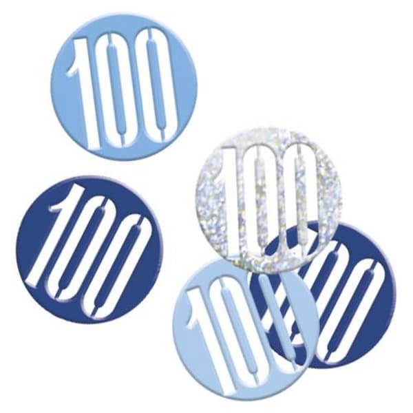 Unique Party Glitter 100th konfetti Blue/Silver One Size