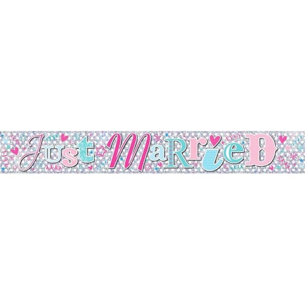 Simon Elvin Just Married Foil Banner (6 Pack) Multicoloured 2.5m