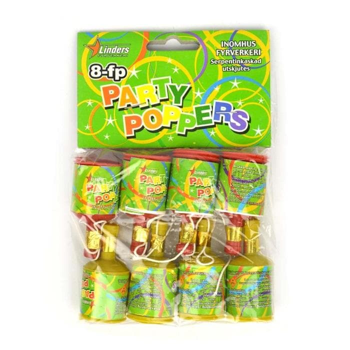 8-Pack - Party Poppers - Serpentin & Konfetti