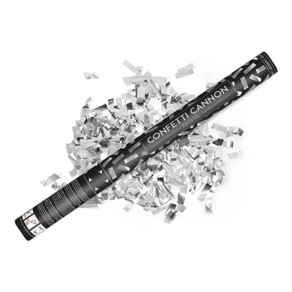 Konfettikanon Metallic Silver - Nyårskonfetti - 80 cm