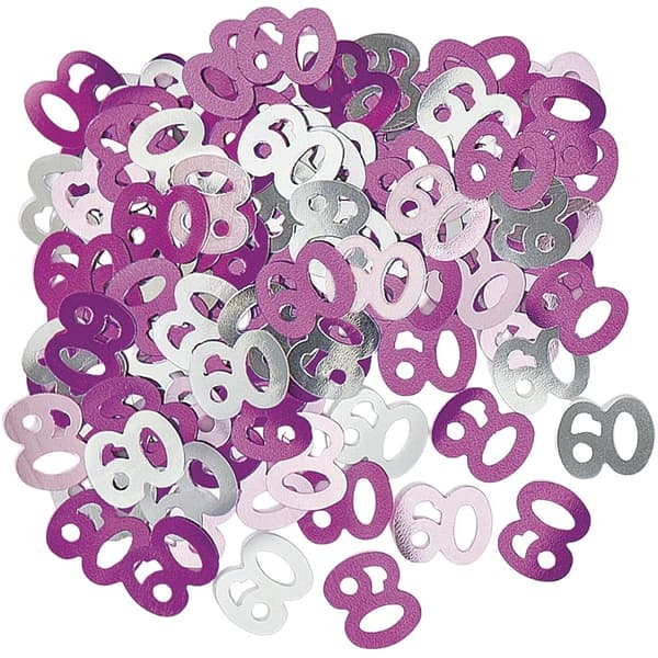 Unique Party Foil Glitz 60th Birthday Confetti Pink/Silver One Size