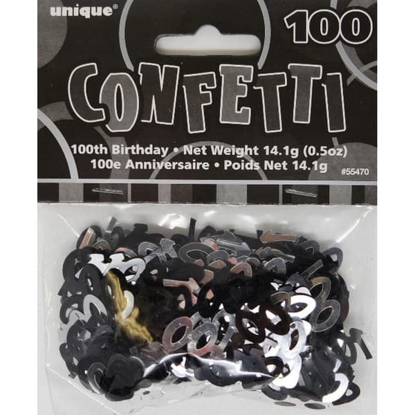 Unique Party Foil Glitz 90th Confetti Black/Silver One Size