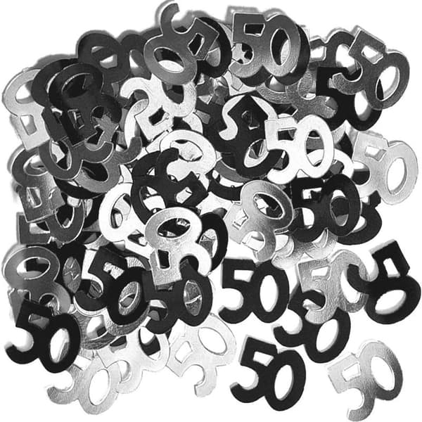 Unique Party Foil Glitz 50th Birthday Confetti Black/Silver One Size