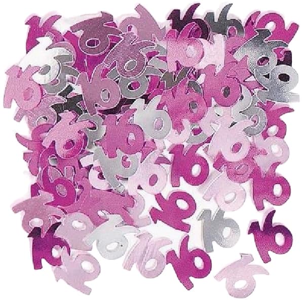 Unique Party Foil Glitz 16th Birthday Confetti Pink/Silver One Size