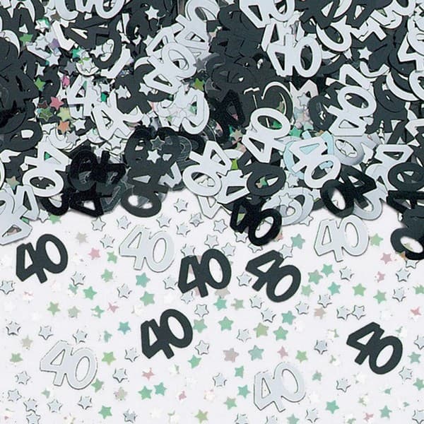 Amscan Metallic 40th Birthday Confetti Black/Silver One Size