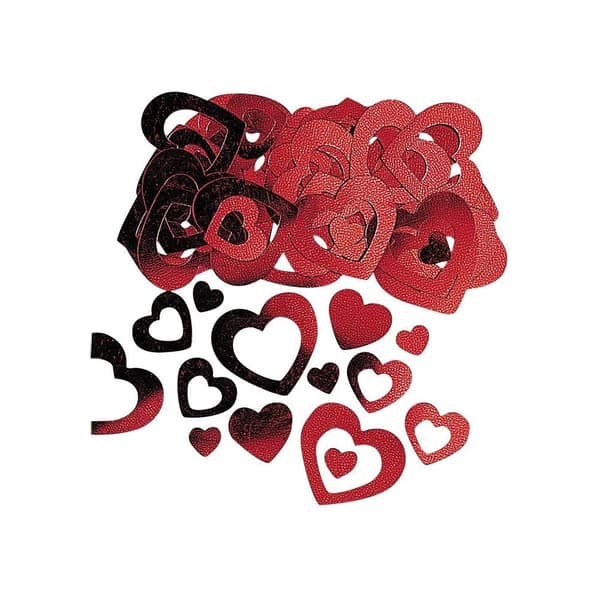 Amscan Metallic Hollow Hearts Confetti Red One Size