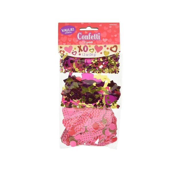 Amscan Hearts Valentine`s Day Confetti (Pack of 3) Pink/Gold/Red One Size