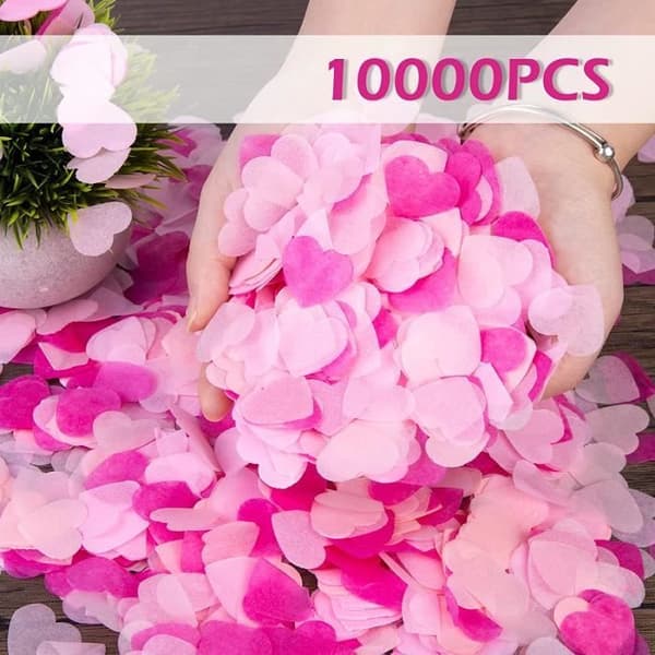 Röd Rosa Hjärtformad Konfetti Hjärta Konfetti 10000 bitar för bröllop Födelsedag Alla hjärtans dag Party Ballonger Dekoration