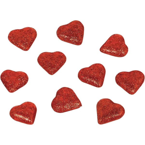Amscan Glitterhjärta i skumplast Alla hjärtans dag bordsdekoration (24-pack)