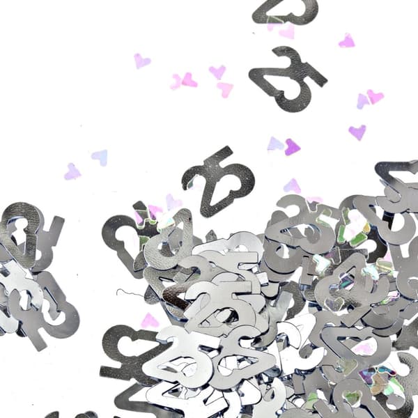Amscan Confetti 25th Table Decoration Silver One Size