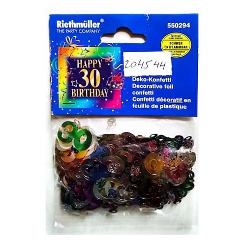Riethmuller 30th Birthday Confetti Multicoloured One Size