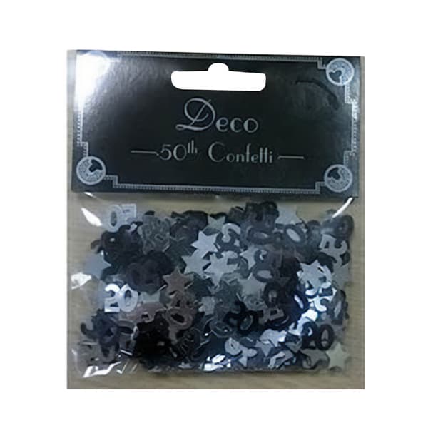 Spot on Gifts Foil 50th Birthday Confetti Black/Silver One Size