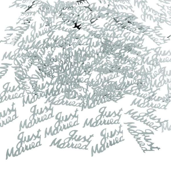 Cut Out Just Married Confetti Silver One Size