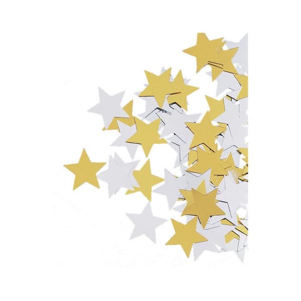 Pailletter / konfetti Guld- och Silverstjärna 17 mm
