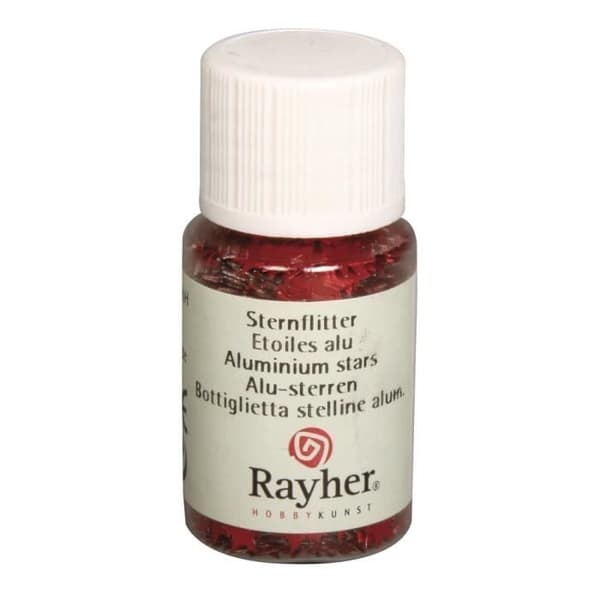 Glitter / konfetti - Stjärna ø 3mm - Röd - Rayher