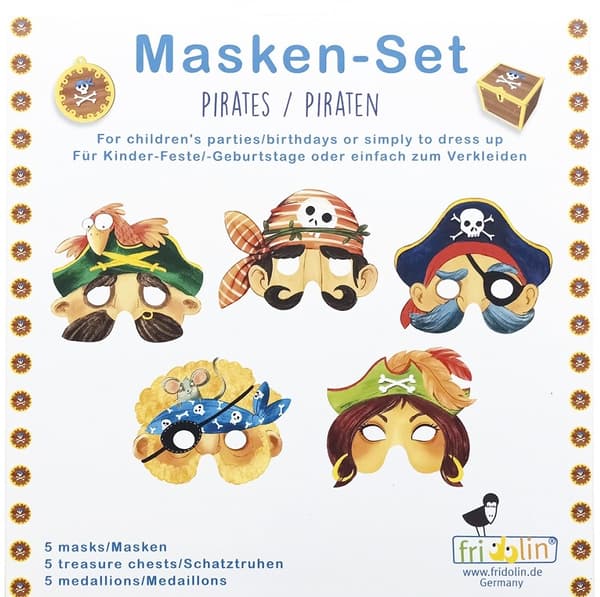 Ansiktsmasker og skattejakt Pirater 5-pakning Fridolin