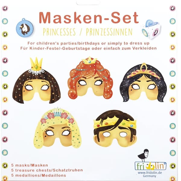 Ansiktsmasker og skattejakt Prinsesser 5-pakning Fridolin