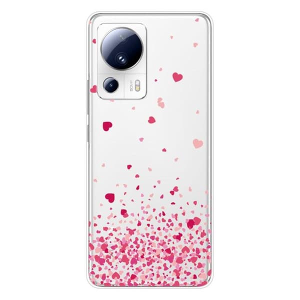 Tryckt silikonfodral som är kompatibelt med Xiaomi 13 Lite Pink Heart Confetti