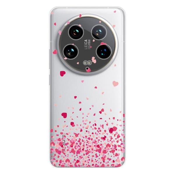 Tryckt silikonfodral som är kompatibelt med Xiaomi 14 Ultra Confetti of Hearts Pink