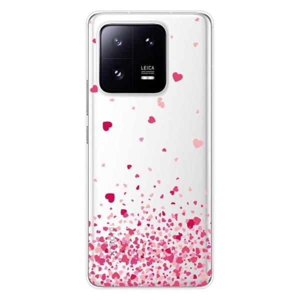 Tryckt silikonfodral som är kompatibelt med Xiaomi 13 Pro Pink Heart Confetti