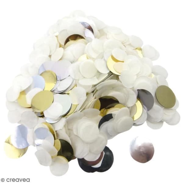 Runda konfetti - RICO DESIGN - Vit - 20 g - Bordsdekoration - Mixad