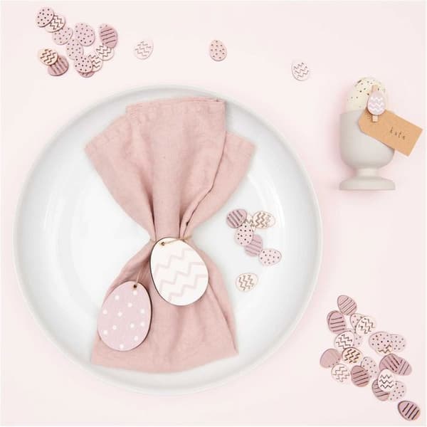 48 Träkonfetti - Påskägg - Rosa