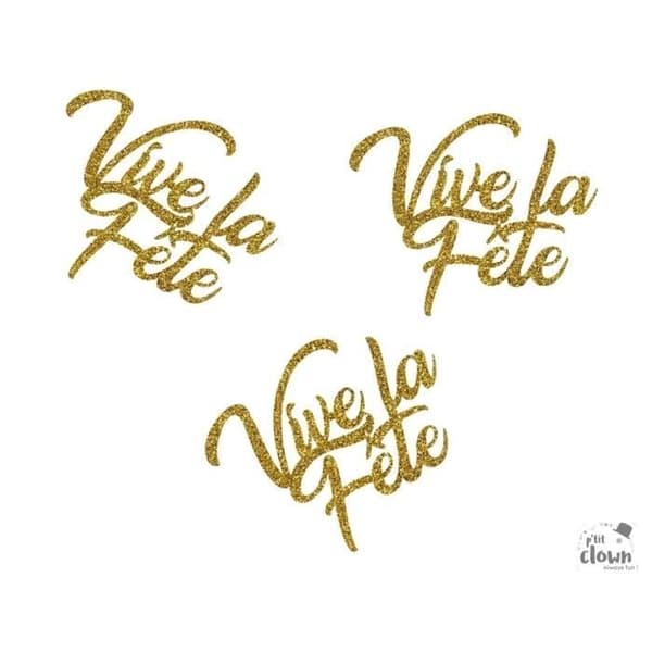 P'TIT Clown re21055 - Set med 30 glittrande konfetti Vive la Fête Guld