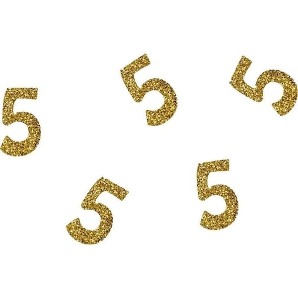 P'TIT Clown re21036 - 50 st glitterande konfetti Siffra 5 Guld